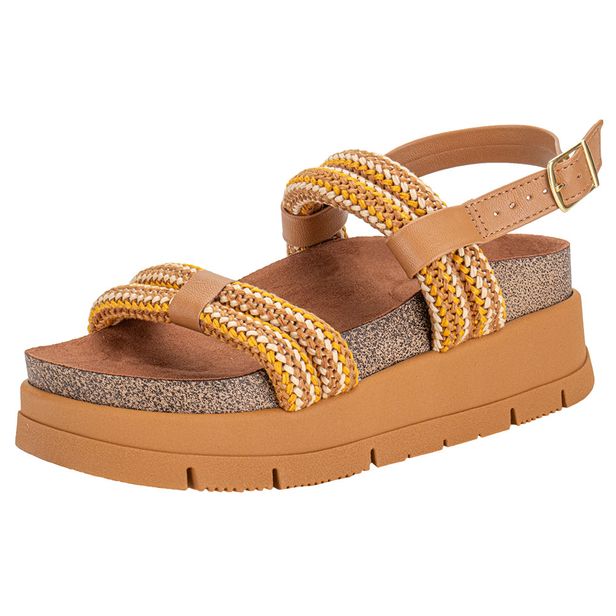 Sandália Feminina Flat Moleca 5513107 CAMEL 34
