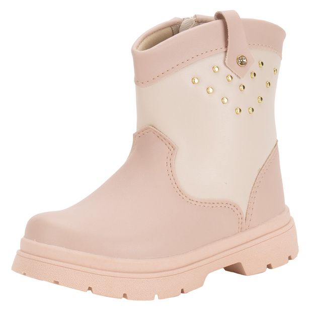 Bota Infantil Feminina Lily Kids 15103 BEGE/ROSA 20
