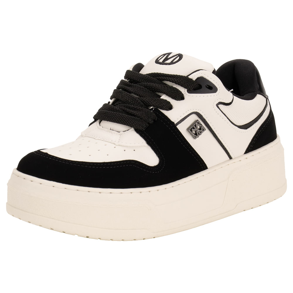 Tênis Feminino Casual Via Marte 223001 BRANCO/PRETO cloviscalcados