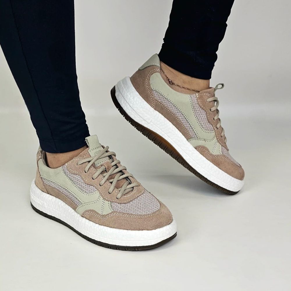 Tênis Feminino Drake Pulse Democrata 618104 BEGE - cloviscalcados
