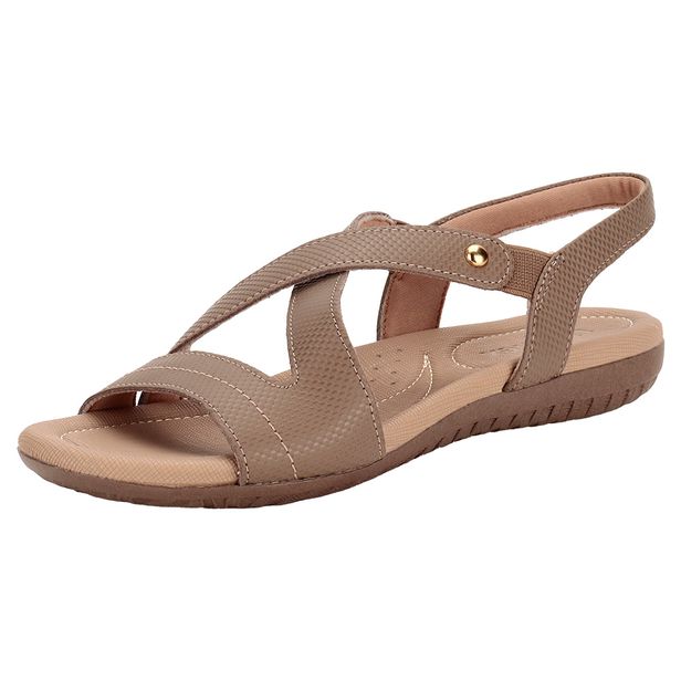 Sandália Feminina Flat Usaflex R1804 CAQUI 34