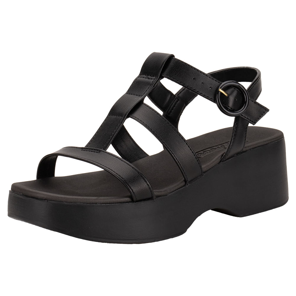 Sandália Feminina Salto Grosso Moleca 5503101 PRETO cloviscalcados