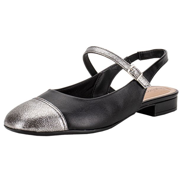 Sapato Feminino Salto Grosso Beira Rio 4318105 PRETO/CINZA 34