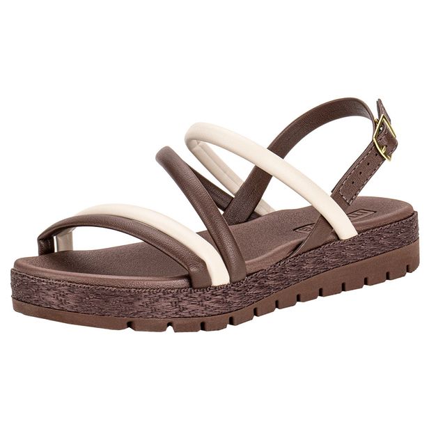 Sandália Feminina Flat Moleca 5539101 CAFÉ/BEGE 36