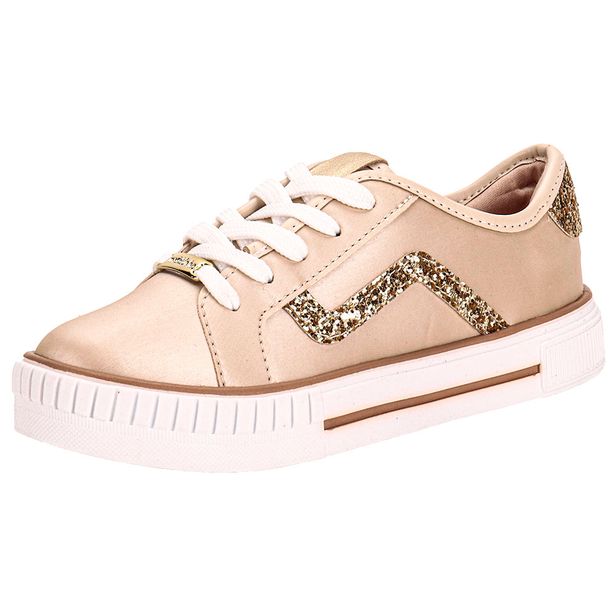 Tênis Infantil Feminino Molekinha 2565109 BEGE/OURO 26
