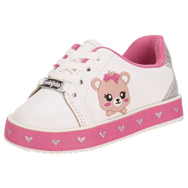 Tênis Infantil Feminino Baby Molekinha 2131634 BRANCO/ROSA 17