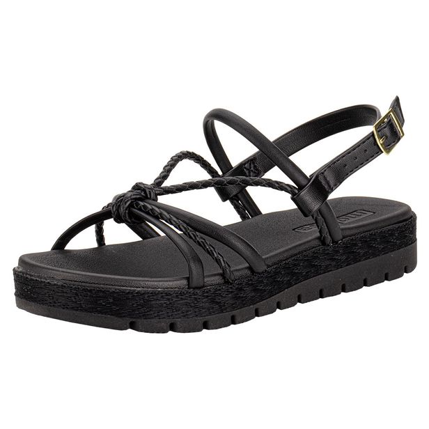 Sandália Feminina Flat Moleca 5539103 PRETO 39