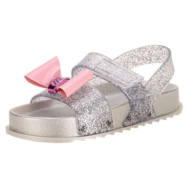 Sandália Infantil Barbie Charm Grendene Kids 23202 CINZA/ROSA 17/18