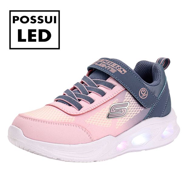Tênis Infantil S Ligths Sola Glow Ombre Deluxe Skechers 303714L CINZA/ROSA 27