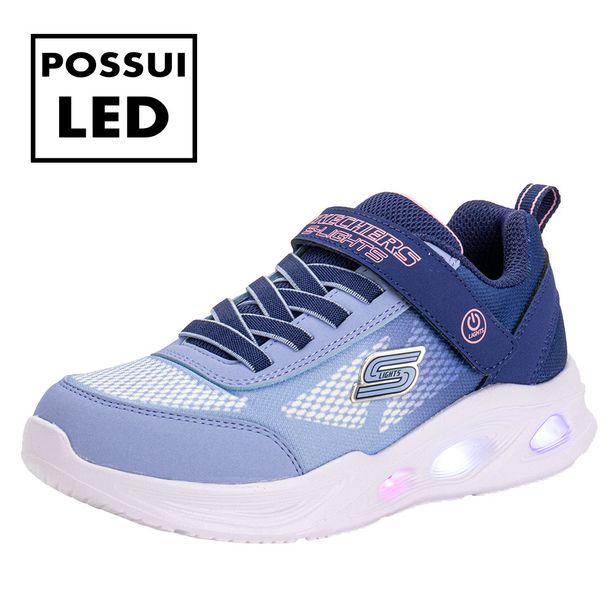 Tênis Infantil S Ligths Sola Glow Ombre Deluxe Skechers 303714L AZUL 27