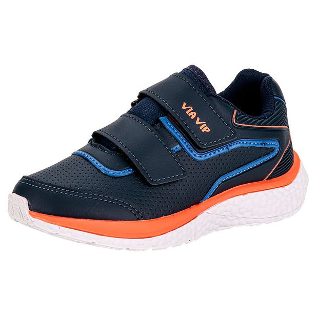 Tênis Infantil Masculino Via Vip VV9528 AZUL/LARANJA 27
