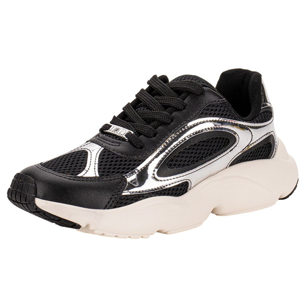 Tênis Feminino Chunky Vizzano 1440100 PRETO/PRATA cloviscalcados