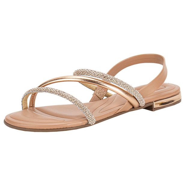Sandália Feminina Flat Beira Rio 8263969 OURO/ROSADO 34