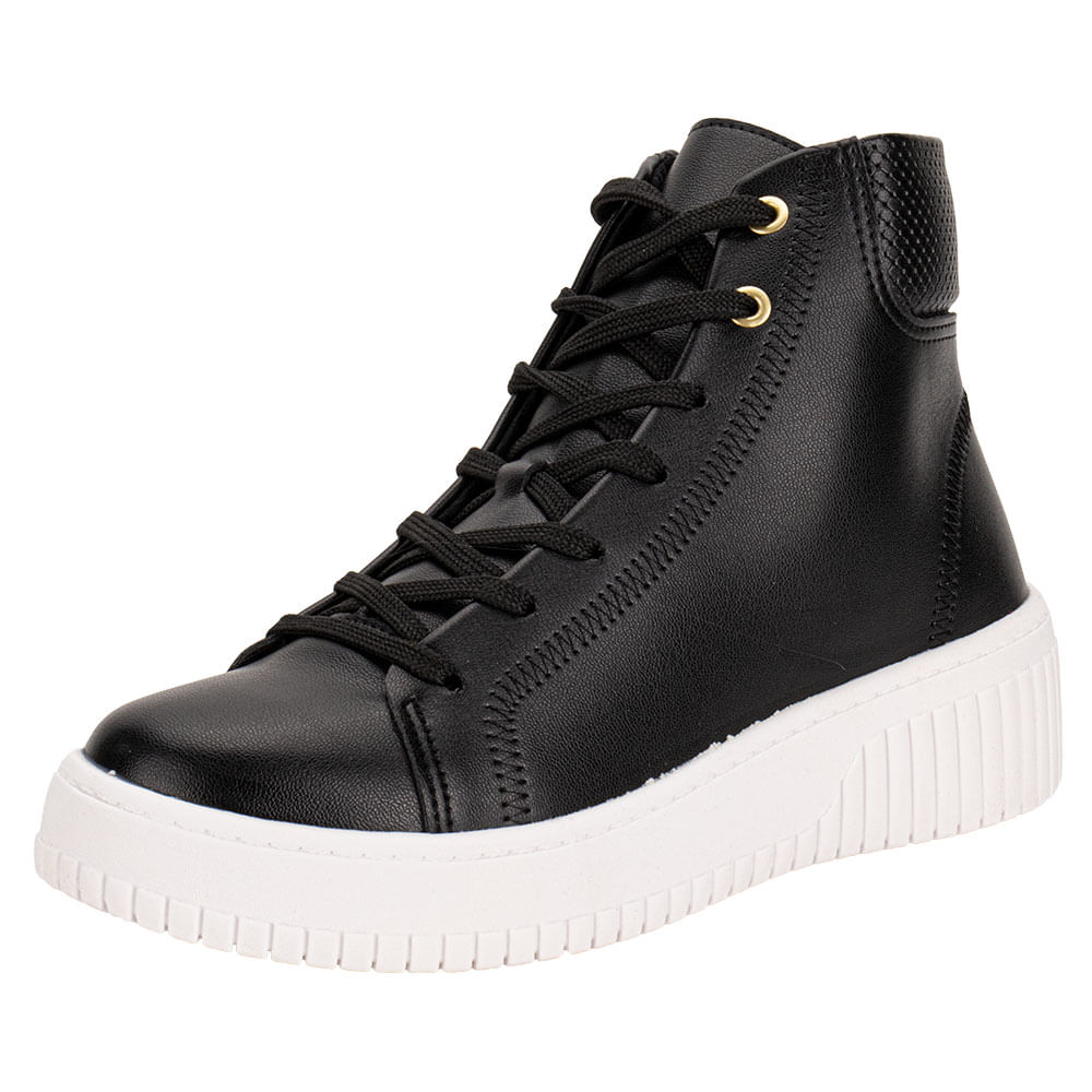 Botinha Feminino TÃªnis Preto Cano Alto Feminino Tenis Cano Muito