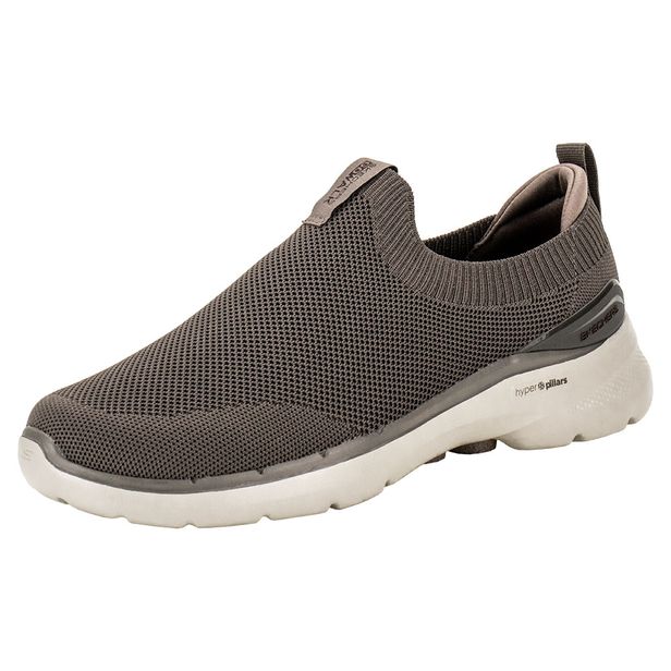 Tênis Masculino Go Walk 6 Warnock Skechers 216267 TAUPE 44