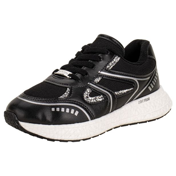 Tênis Infantil Feminino Molekinha 2580104 PRETO/PRATA 26