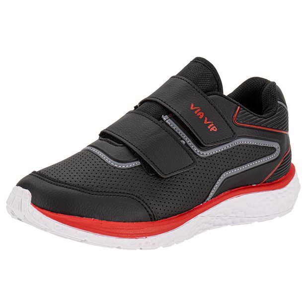 Tênis Infantil Masculino Via Vip VV9528 PRETO/VERMELHO 27