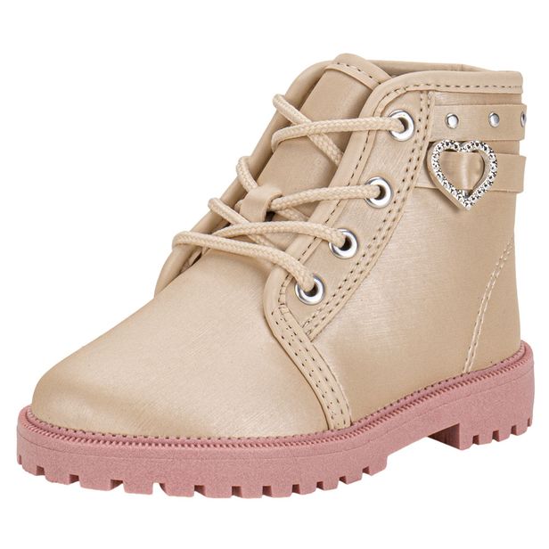 Bota Infantil Coturno Molekinha 2126526 BEGE/ROSA 17