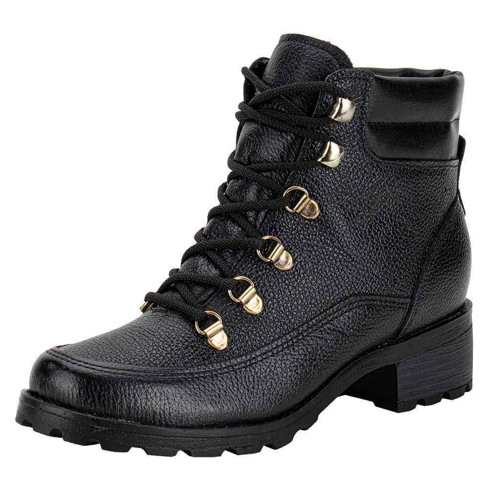 Bota Feminina Coturno Pegada 281418 PRETO cloviscalcados