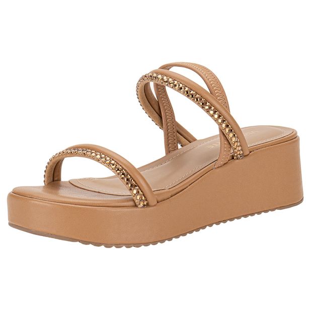 Sandália Feminina Anabela Via Marte 167008 CAMEL 01 37