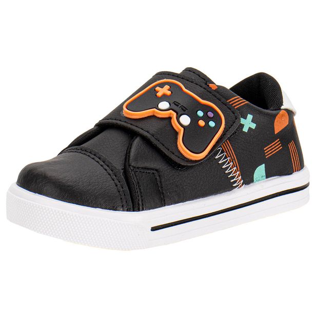 Tênis Infantil Masculino Lindo Jú - 15522 PRETO/LARANJA 21