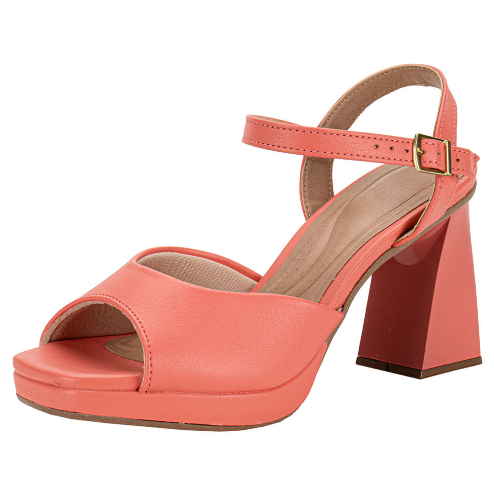 Sandália Feminina Salto Alto Beira Rio 8489105 CORAL
