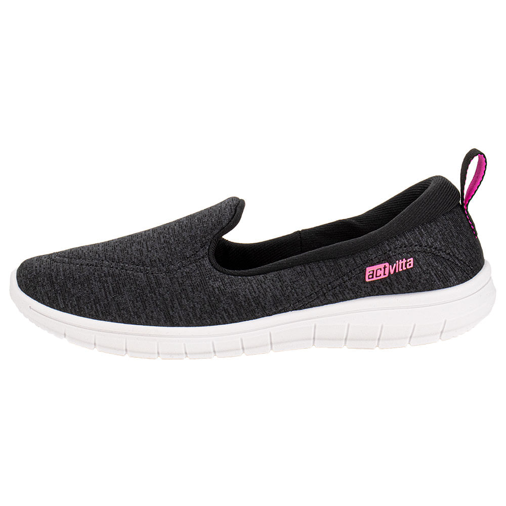 Tênis Feminino Slip On Actvitta 4828122 PRETO/CINZA cloviscalcados