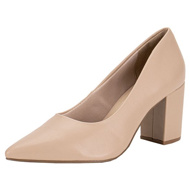 Sapato Feminino Salto Grosso Via Marte 028008 BEGE 34