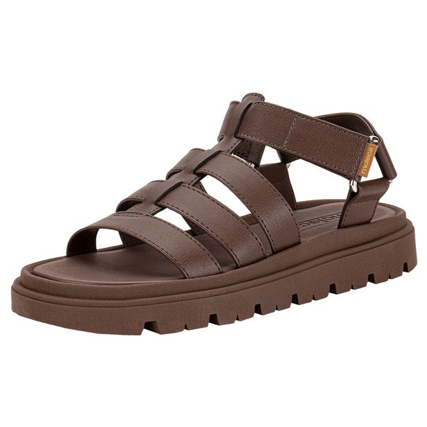 Sandália Feminina Flat Moleca 5504109 CHOCOLATE 34