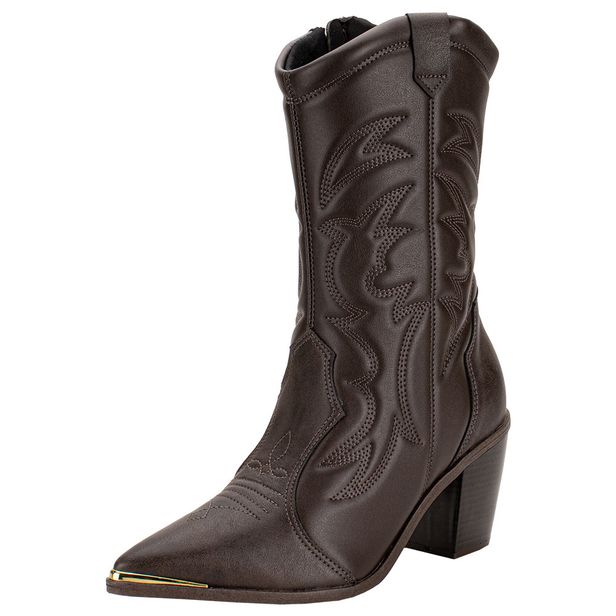 Bota Feminina Country Cano Médio Vizzano 3070112 CAFÉ 35