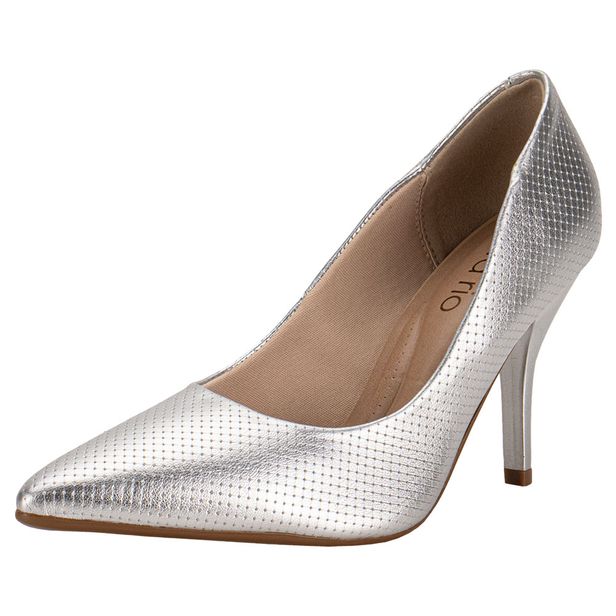 Scarpin Feminino Salto Fino Beira Rio 41221500 PRATA 37