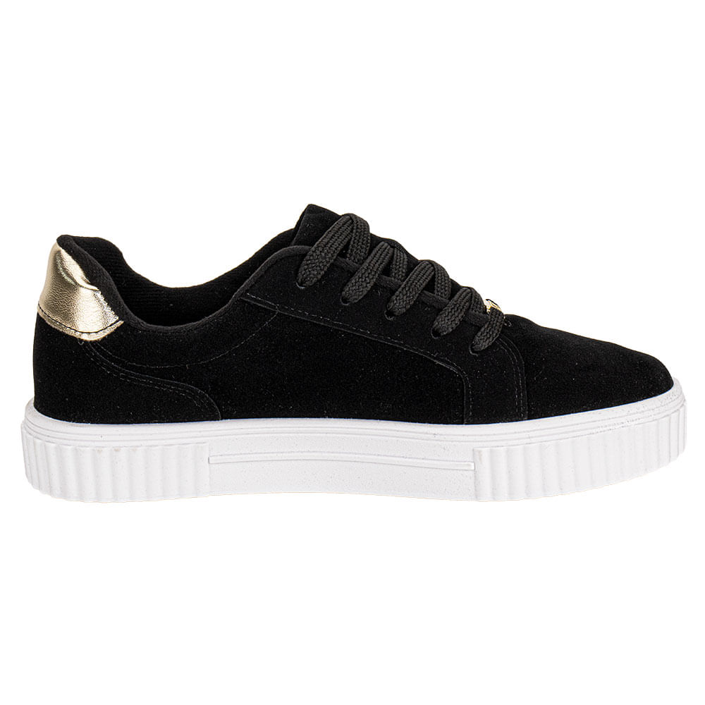 Tênis Feminino Casual Vizzano 1307215 PRETO/DOURADO cloviscalcados
