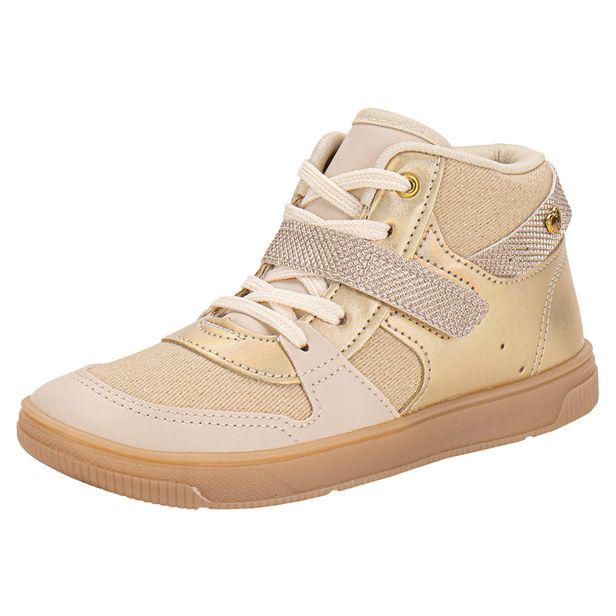 Tênis Infantil Feminino Cano Alto Astral Kidy 3290029 OURO 27