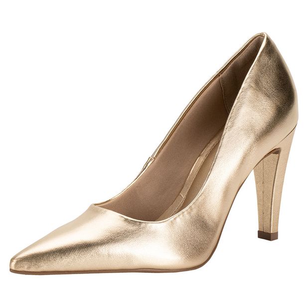 Scarpin Feminino Salto Fino Via Marte 044002 OURO 33