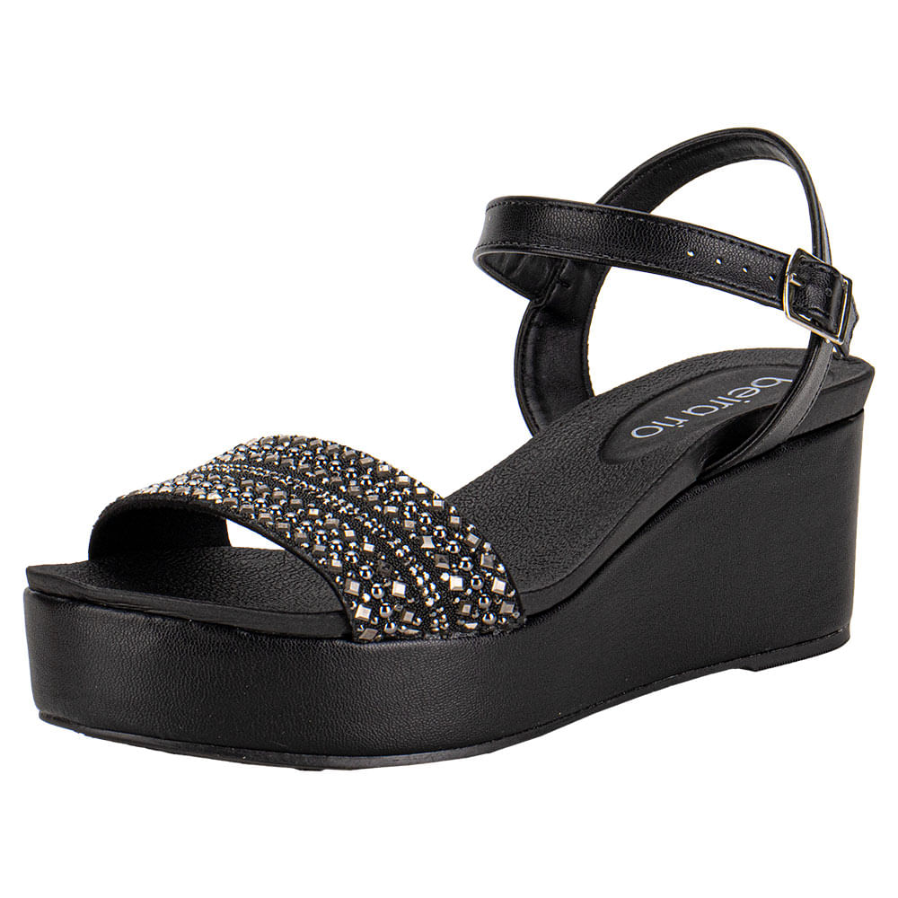 Sandália Feminina Anabela Beira Rio 8407142 PRETO cloviscalcados