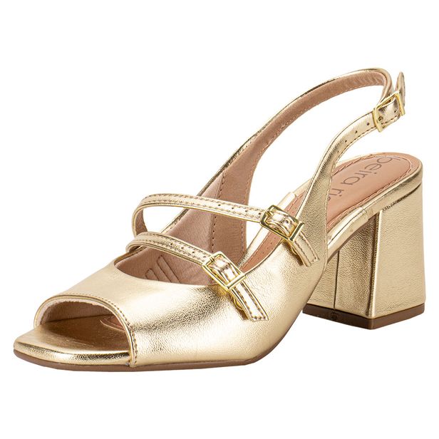 Sandália Feminina Salto Grosso Beira Rio 8436335 OURO 38