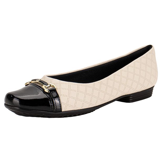 Sapatilha Feminina Flat Piccadilly 250259 BEGE/PRETO 34