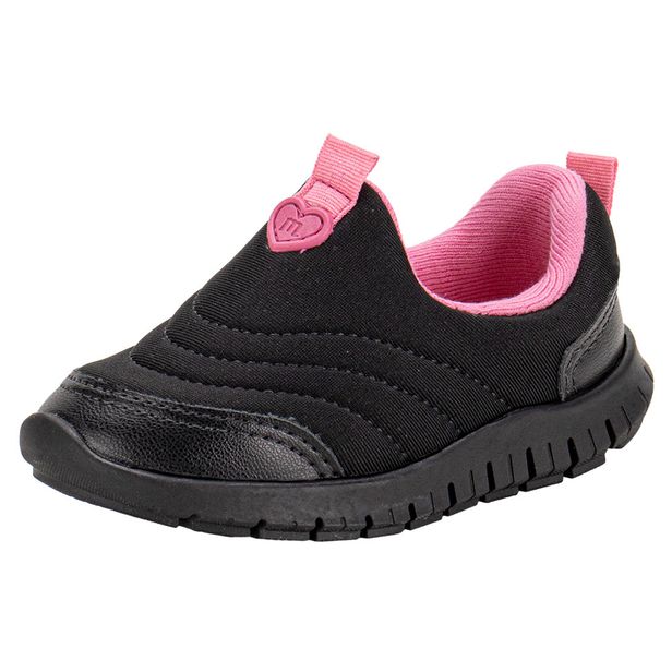 Tênis Infantil Feminino Slip On Baby Molekinha 2736100 PRETO/ROSA 17