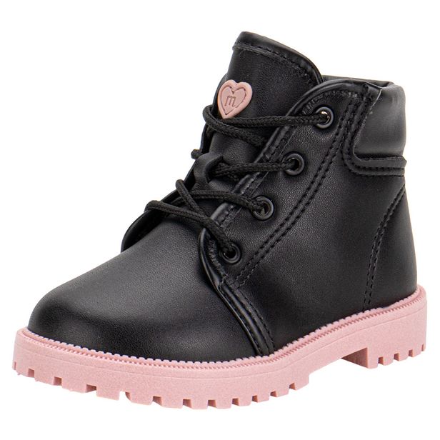Bota Infantil Feminina Coturno Molekinha 2126528 PRETO/ROSA 17