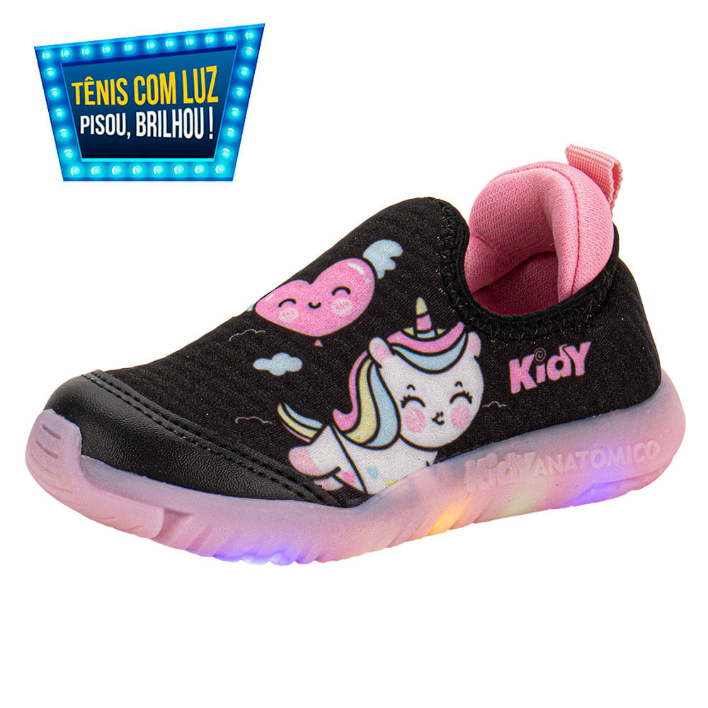 Tênis Infantil Feminino Flex Ligth Kidy 0201198 PRETO/ROSA - Main Image