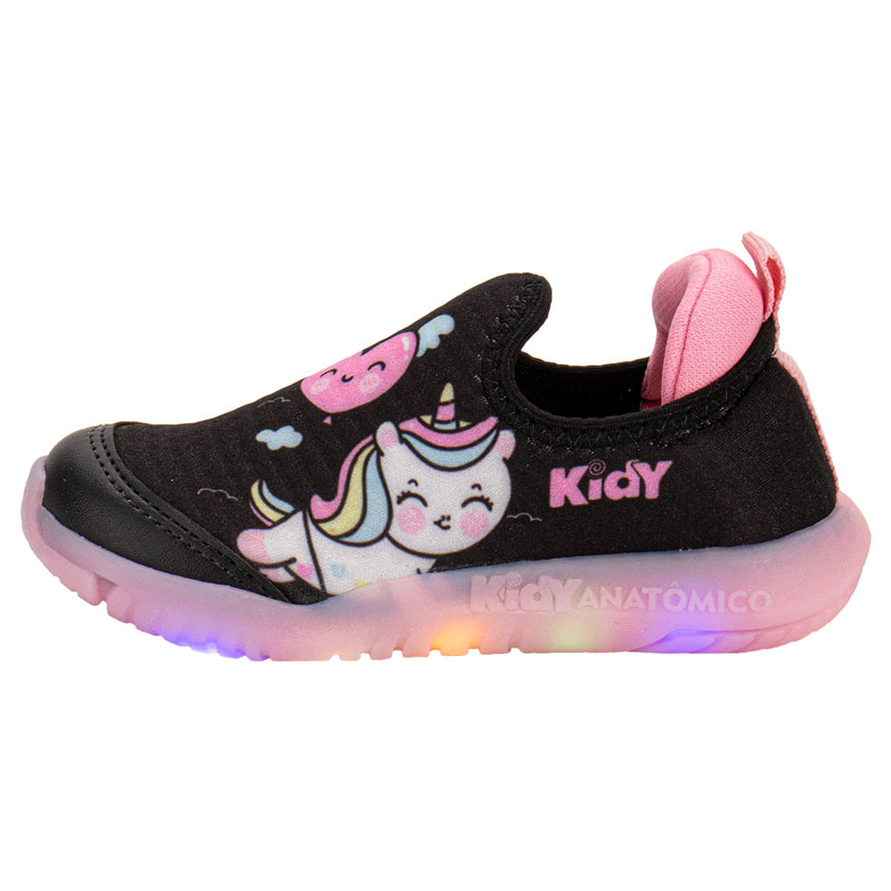 Tênis Infantil Feminino Flex Ligth Kidy 0201198 PRETO/ROSA
