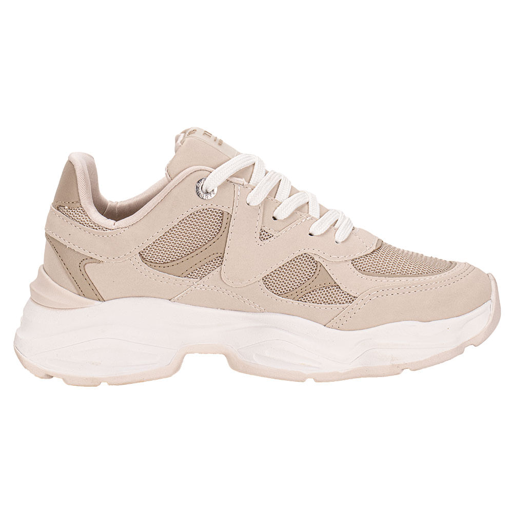 Tênis Feminino Chunky Via Marte 158003 BEGE/BRANCO | Clovis Calçados
