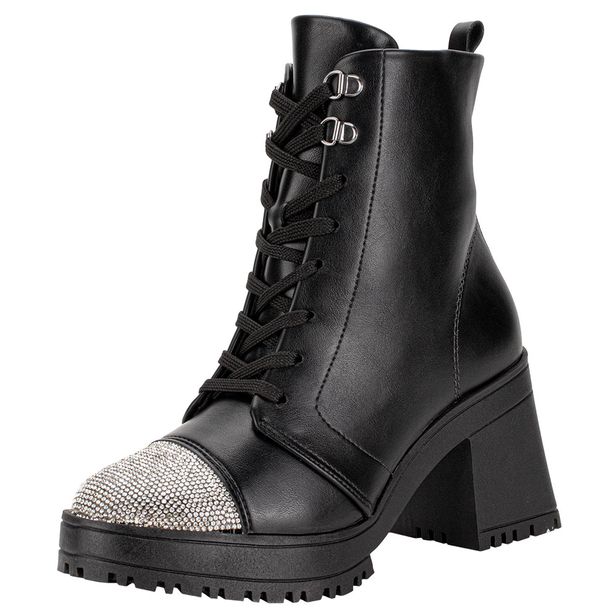 Bota Feminina Coturno Vizzano 3091105 PRETO/PRATA 34