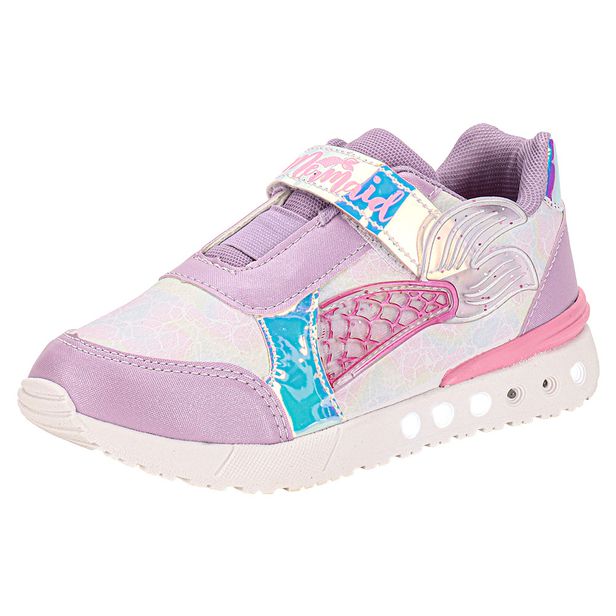 Tênis Infantil Feminino Led Minipé MP2511 BRANCO/LILAS 24