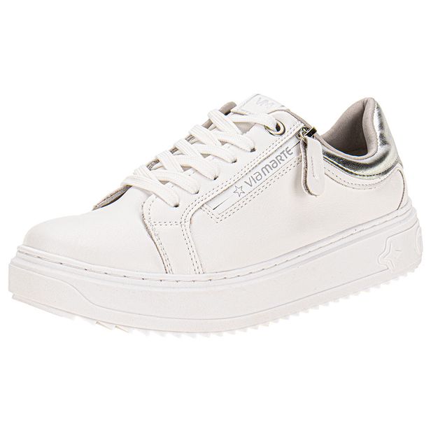 Tênis Feminino Casual Via Marte 206001 BRANCO/PRATA 35