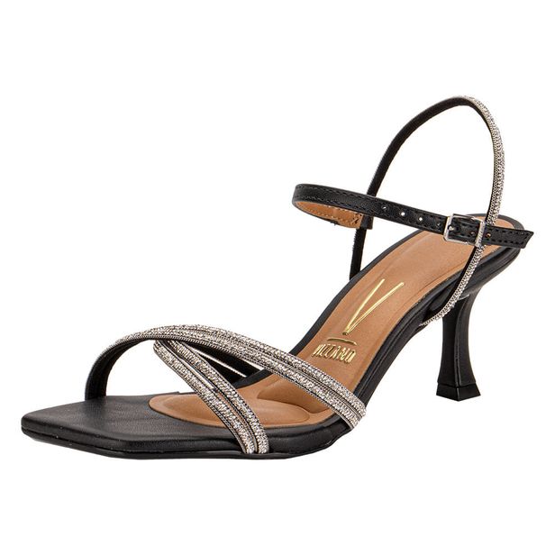 Sandália Feminina Salto Taça Vizzano 6536105 PRETO/PRATA 35