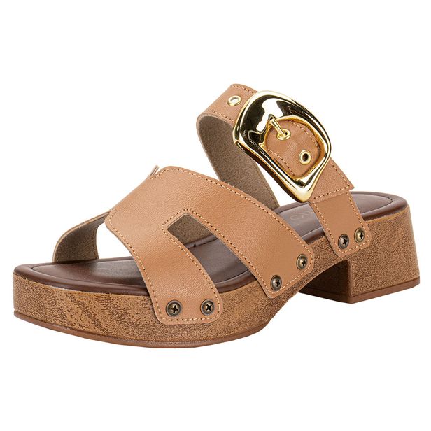 Tamanco Feminino Salto Grosso Beira Rio 8559101 CAMEL 34