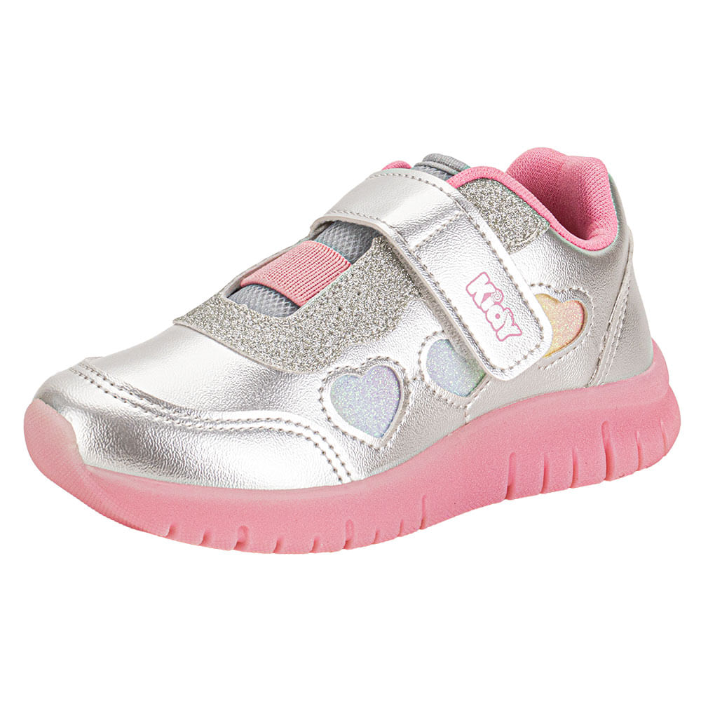 Tênis Infantil Feminino Ultra Flex Kidy 4451007 PRATA cloviscalcados