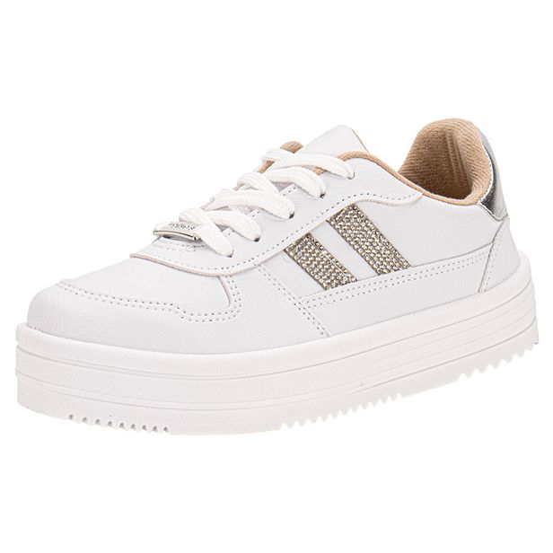 Tênis Feminino Casual Moleca 5782315 BRANCO/PRATA 34