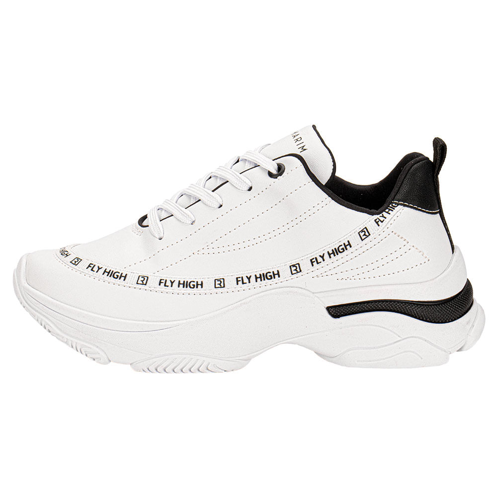 Tênis Feminino Chunky Ramarim 2574201 BRANCO/PRETO | Clovis Calçados